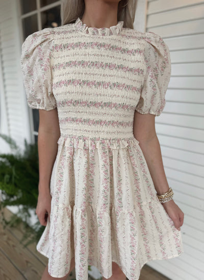 Cream Floral Dress