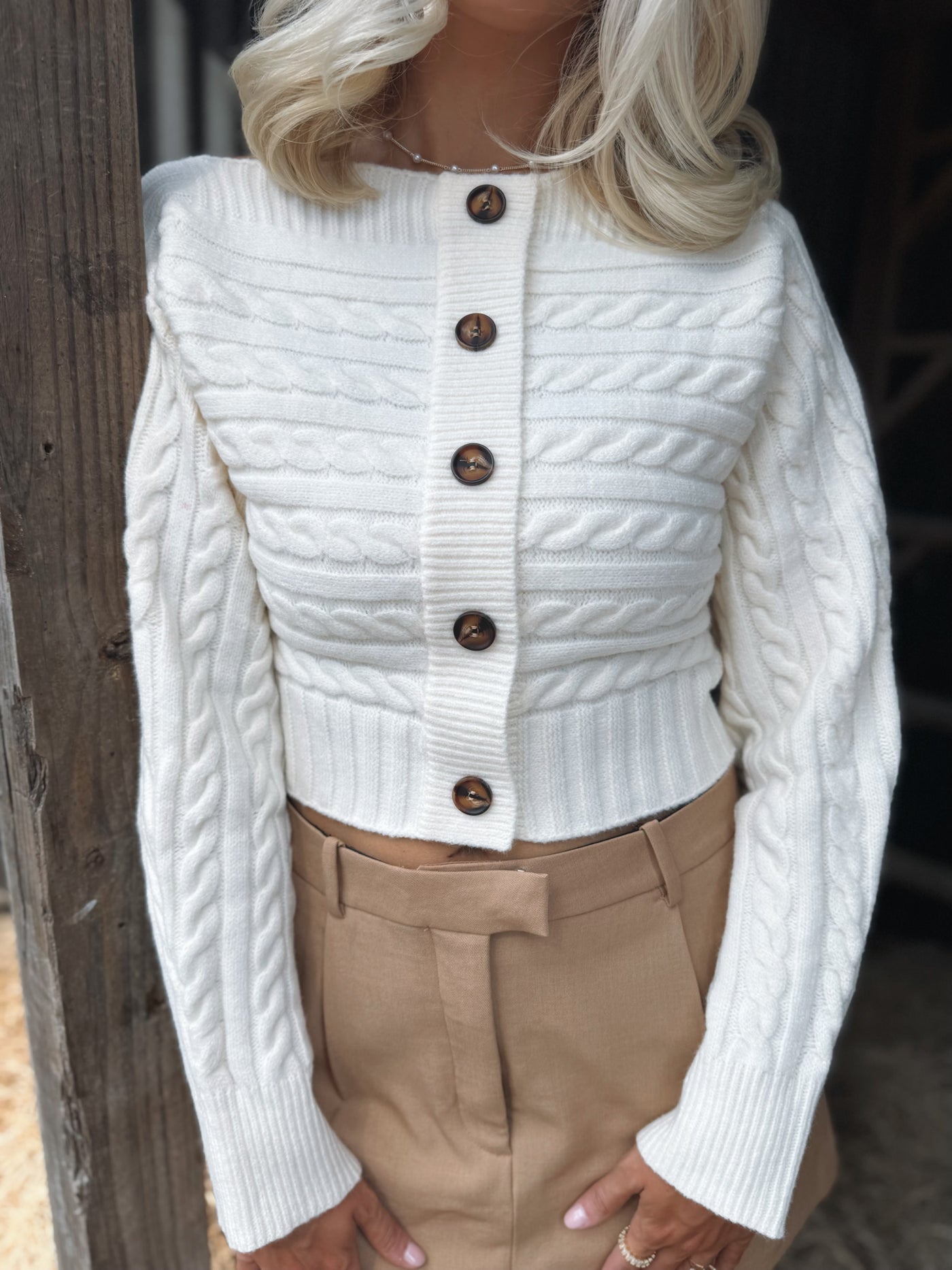 Off The Shoulder Cream Sweater