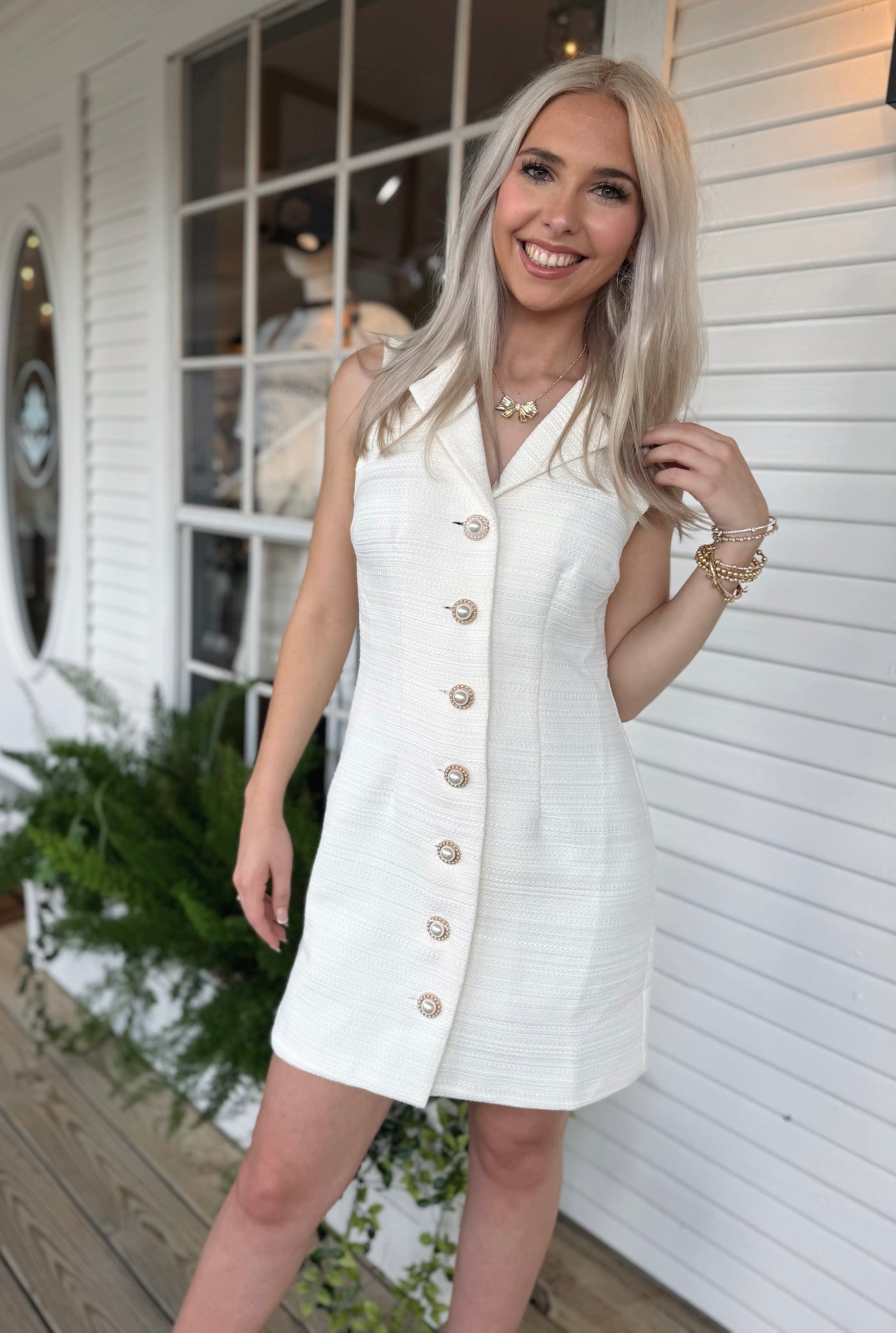 Sleeveless Tweed Mini Dress