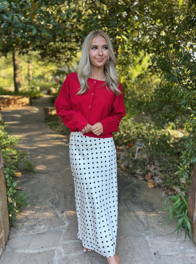 Red Button Down Cardigan