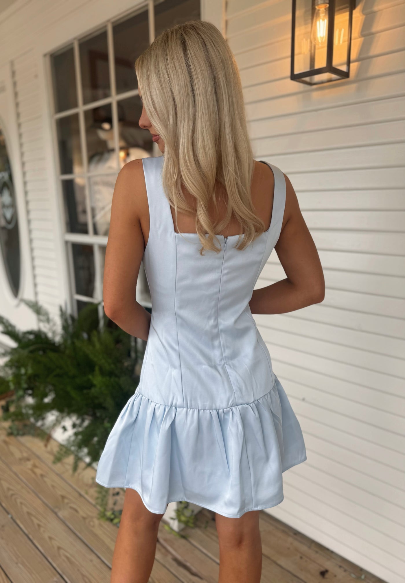 Blue Drop Waist Mini Dress