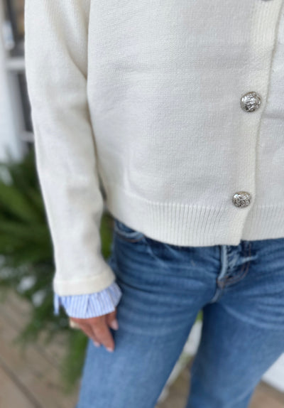 Cream Button Up Sweater