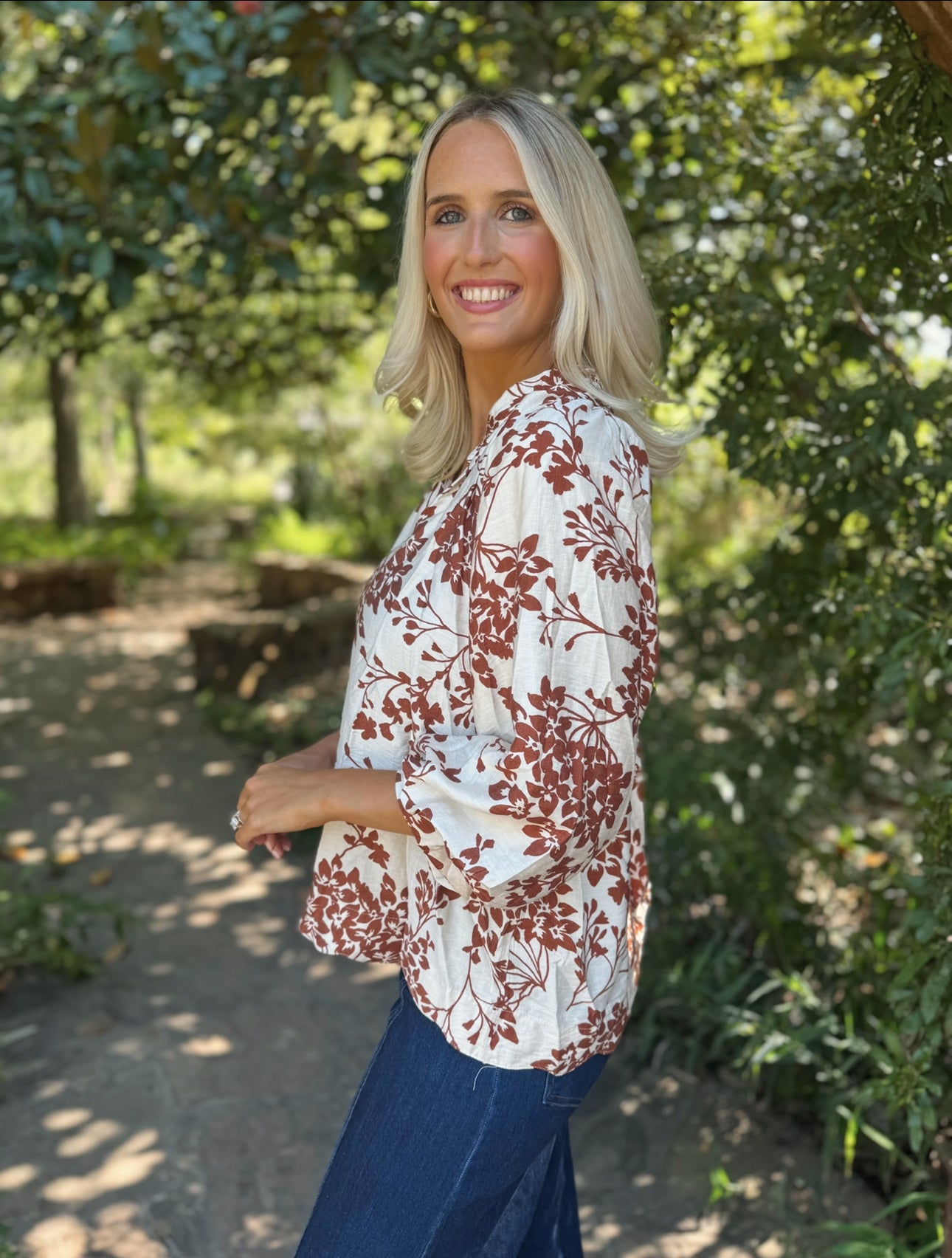 Floral brown top