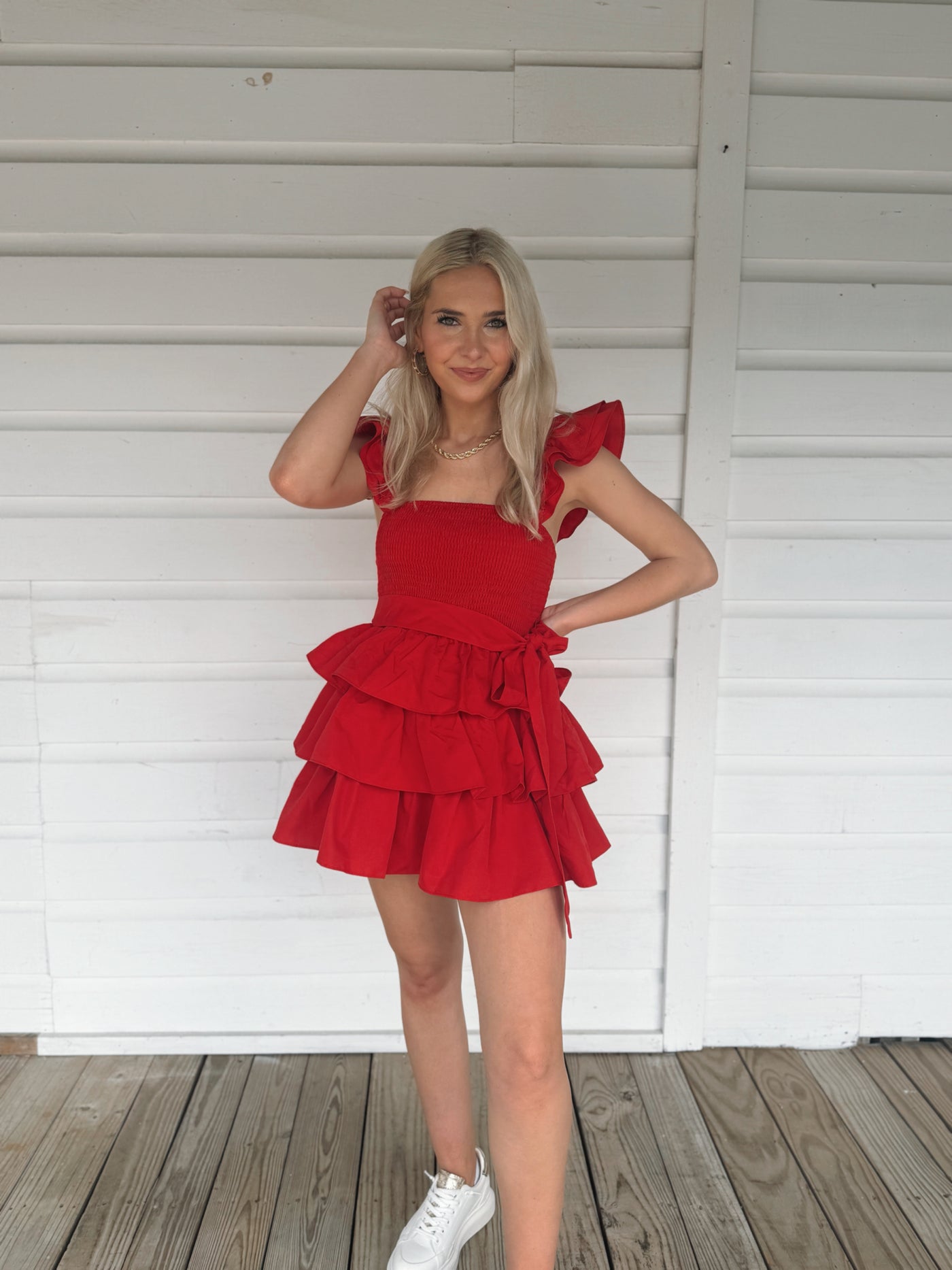 Red Ruffle Tier Romper