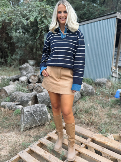 Stripe Denim Combo Top