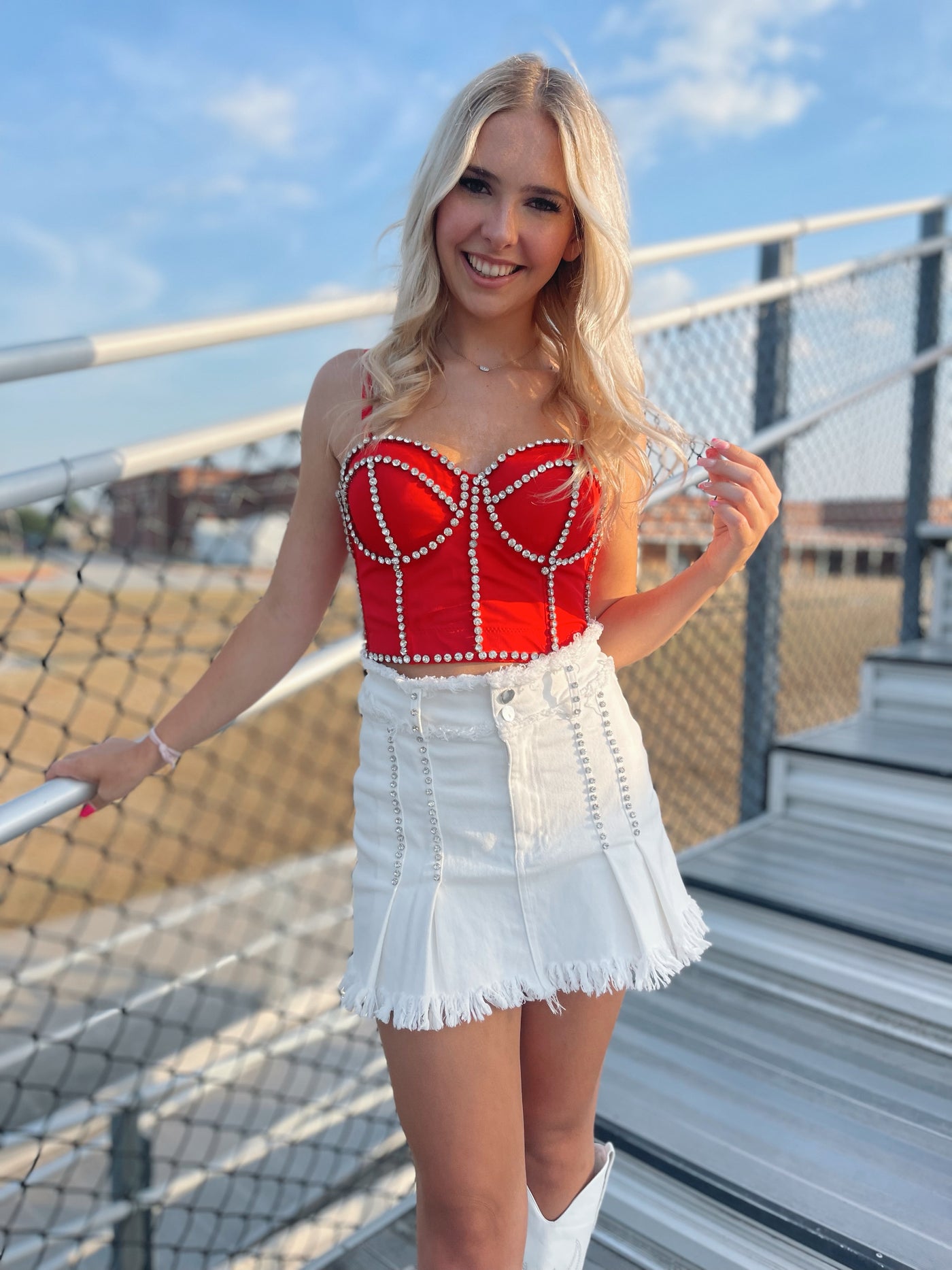 Rhinestone Bustier - Red