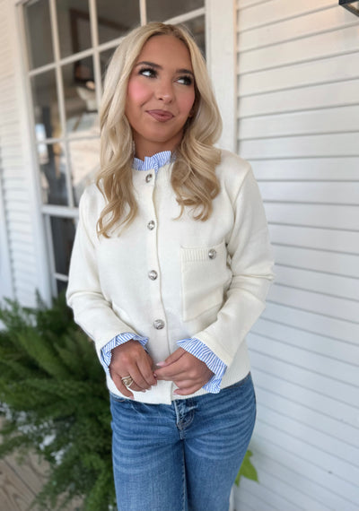 Cream Button Up Sweater