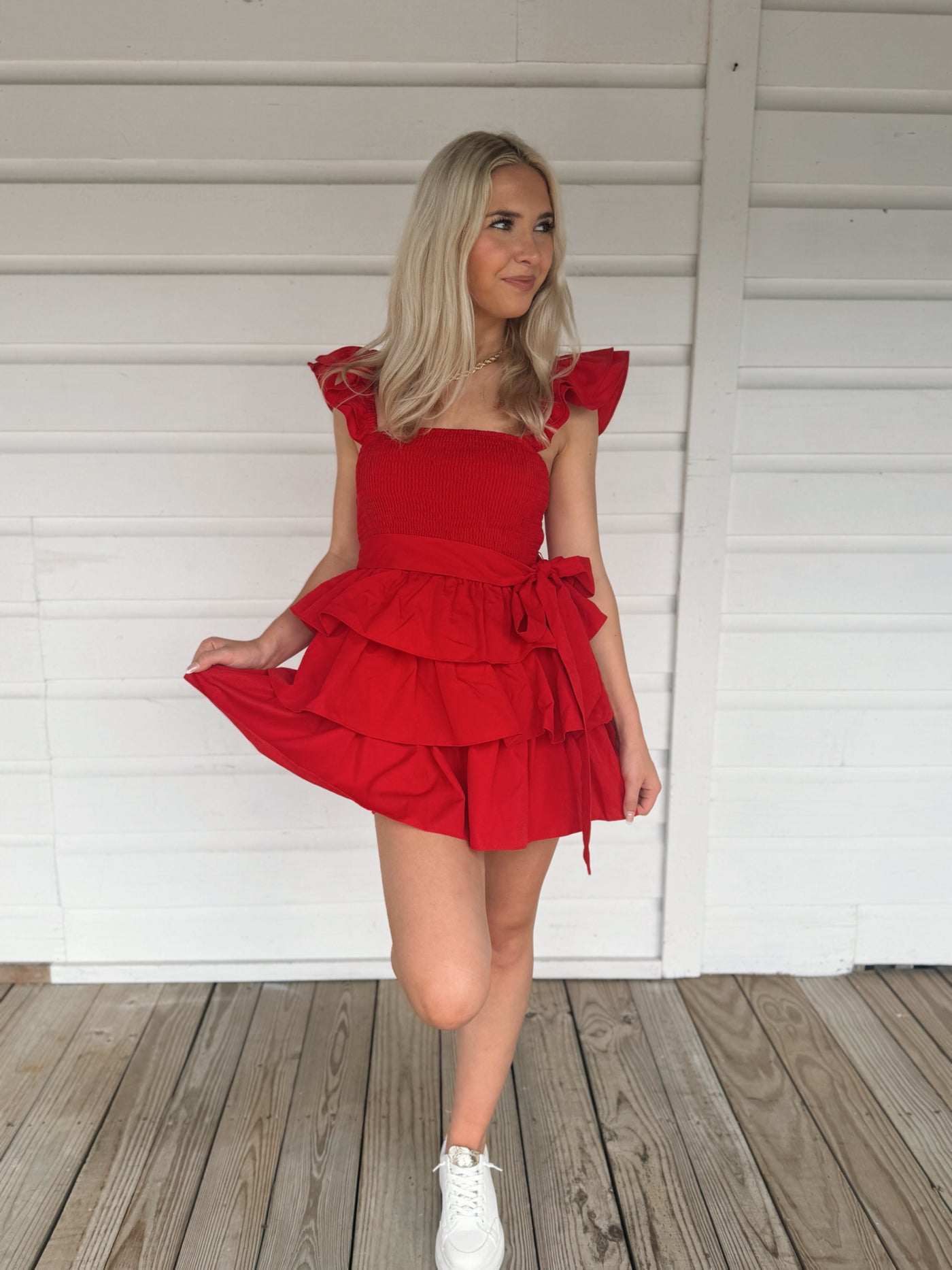 Red Ruffle Tier Romper