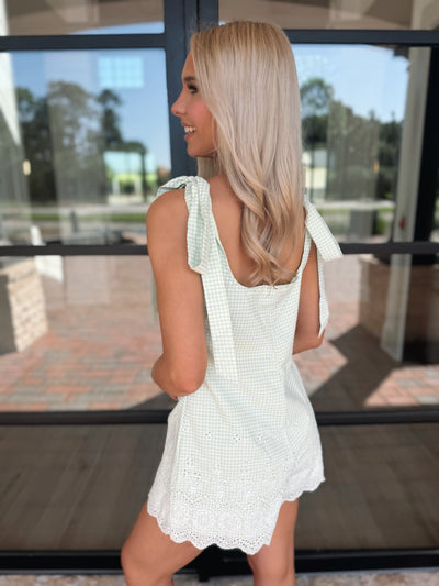 Eyelet Gingham Romper
