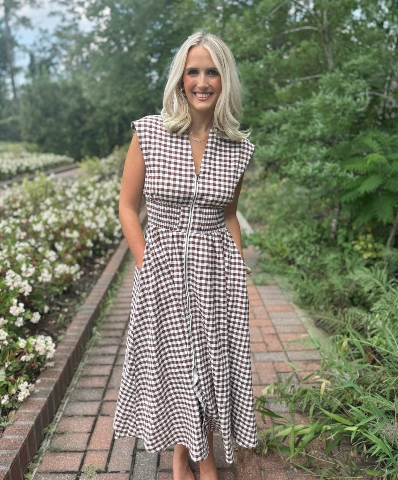 Brown Gingham Maxi Dress