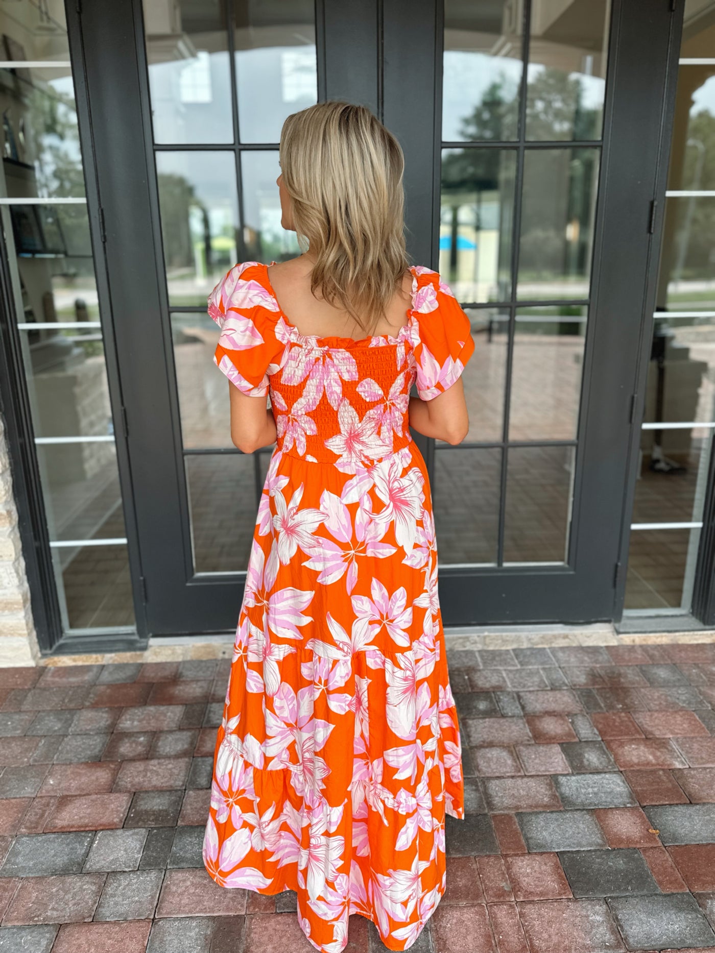 Orange Floral Maxi Dress