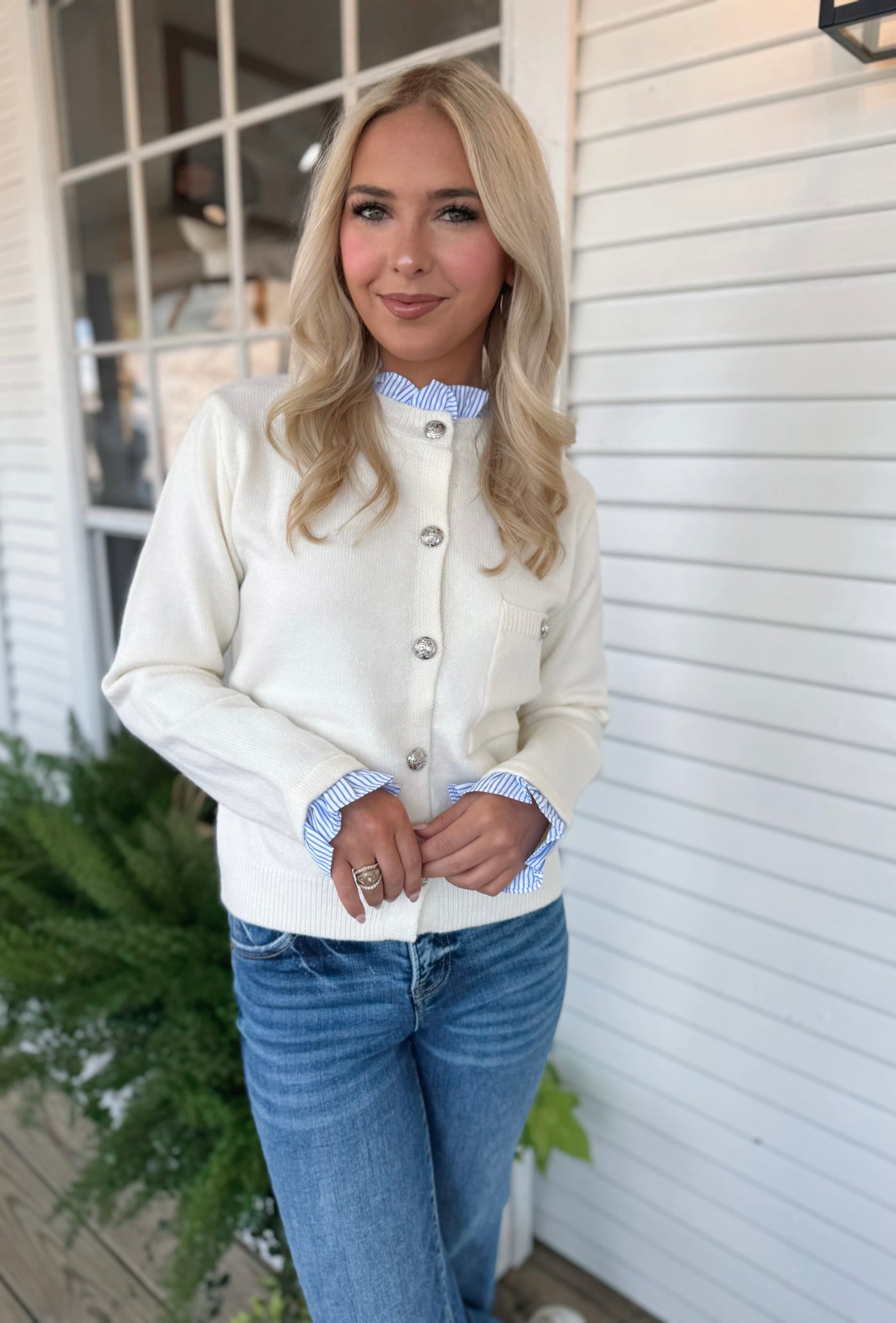 Cream Button Up Sweater