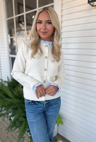 Cream Button Up Sweater