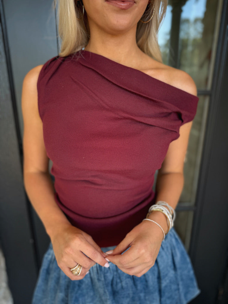 Burgundy OTS Top