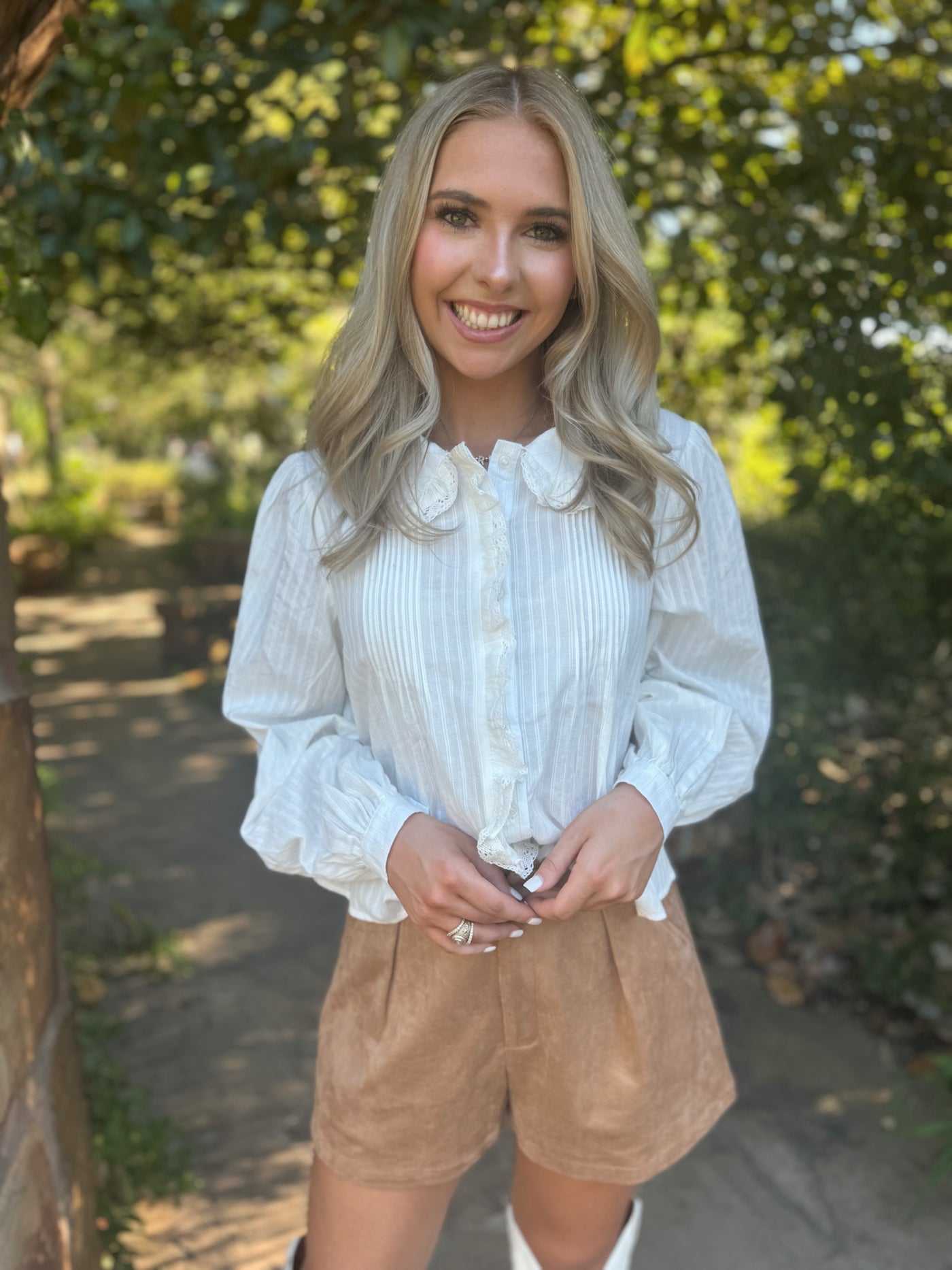 Off White Button Down Top