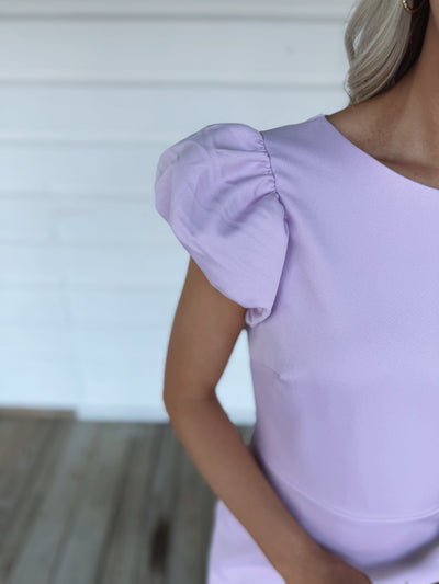 Lavender Ruffle Sleeve Dress