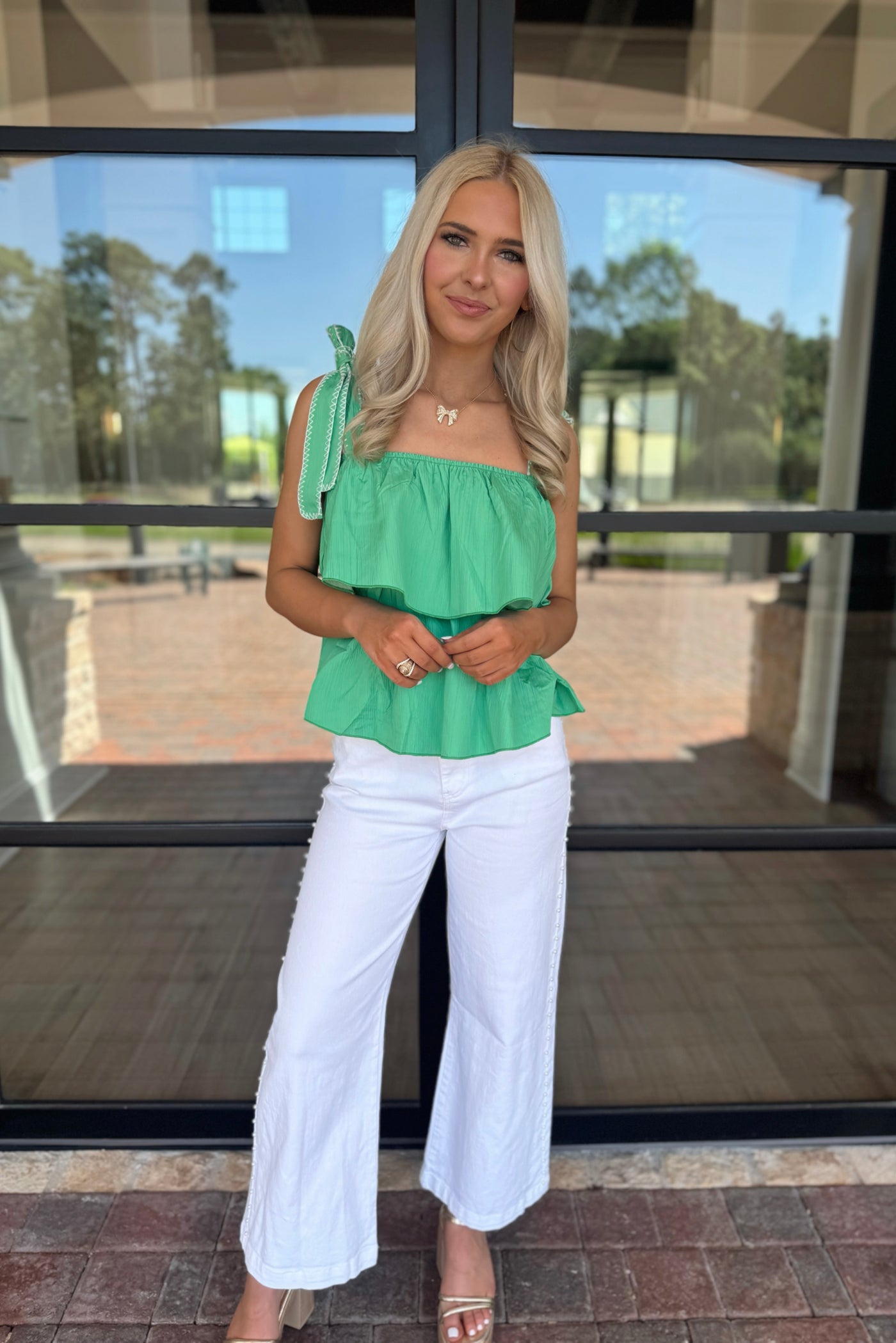 White Pearl Denim Pants