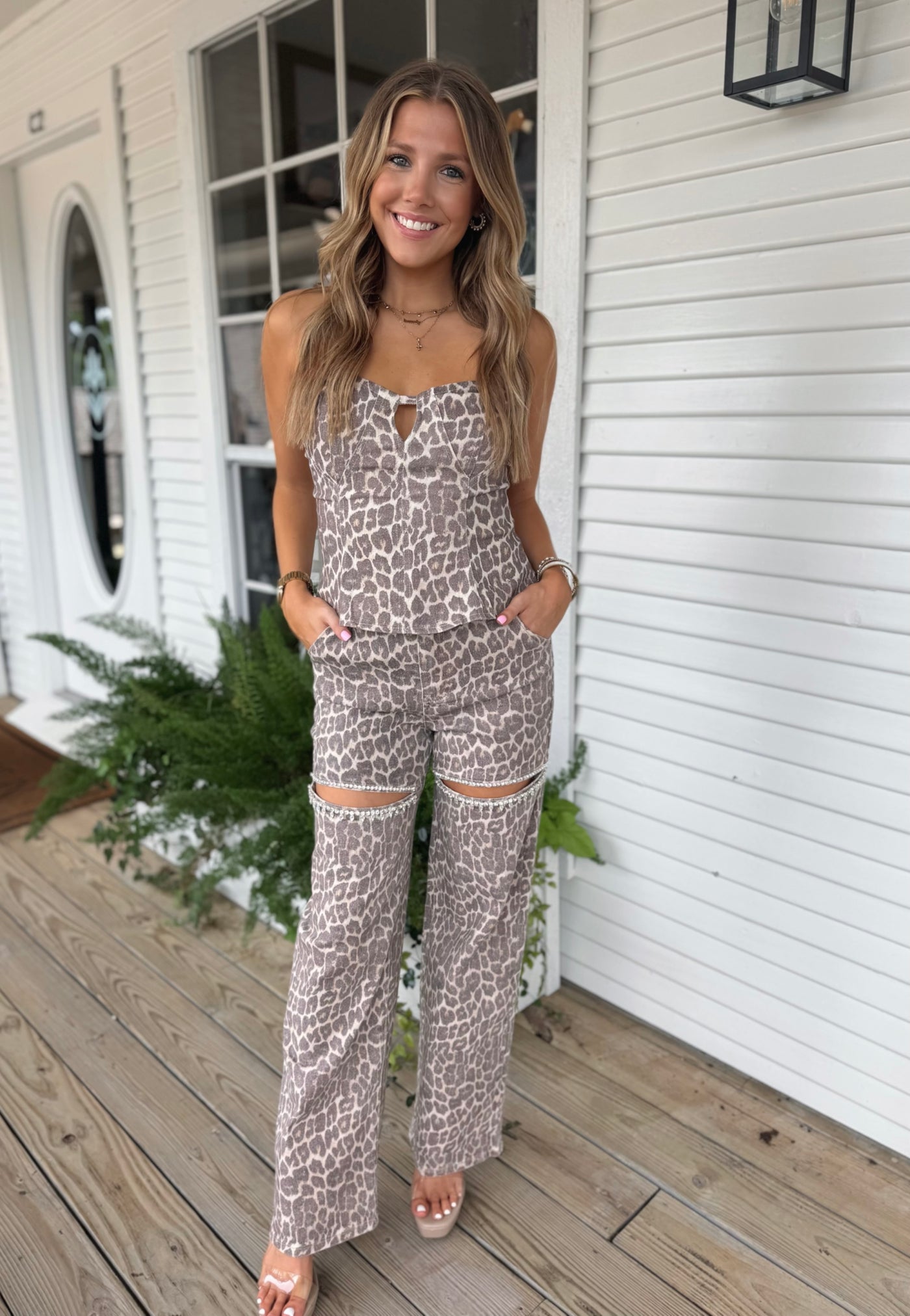 Light Leopard Corset Top