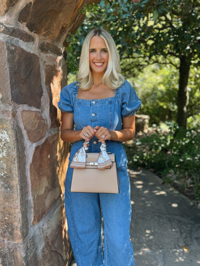 Denim Puff Sleeve Jumpsuit