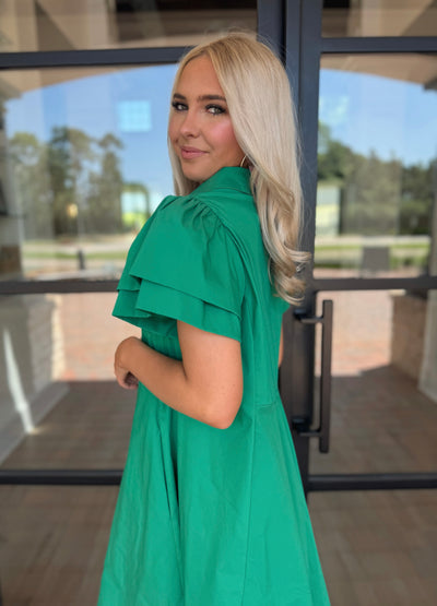 Green Peplum Shirt Dress