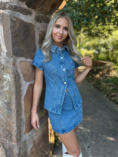 Denim Mini Skirt & Top Set
