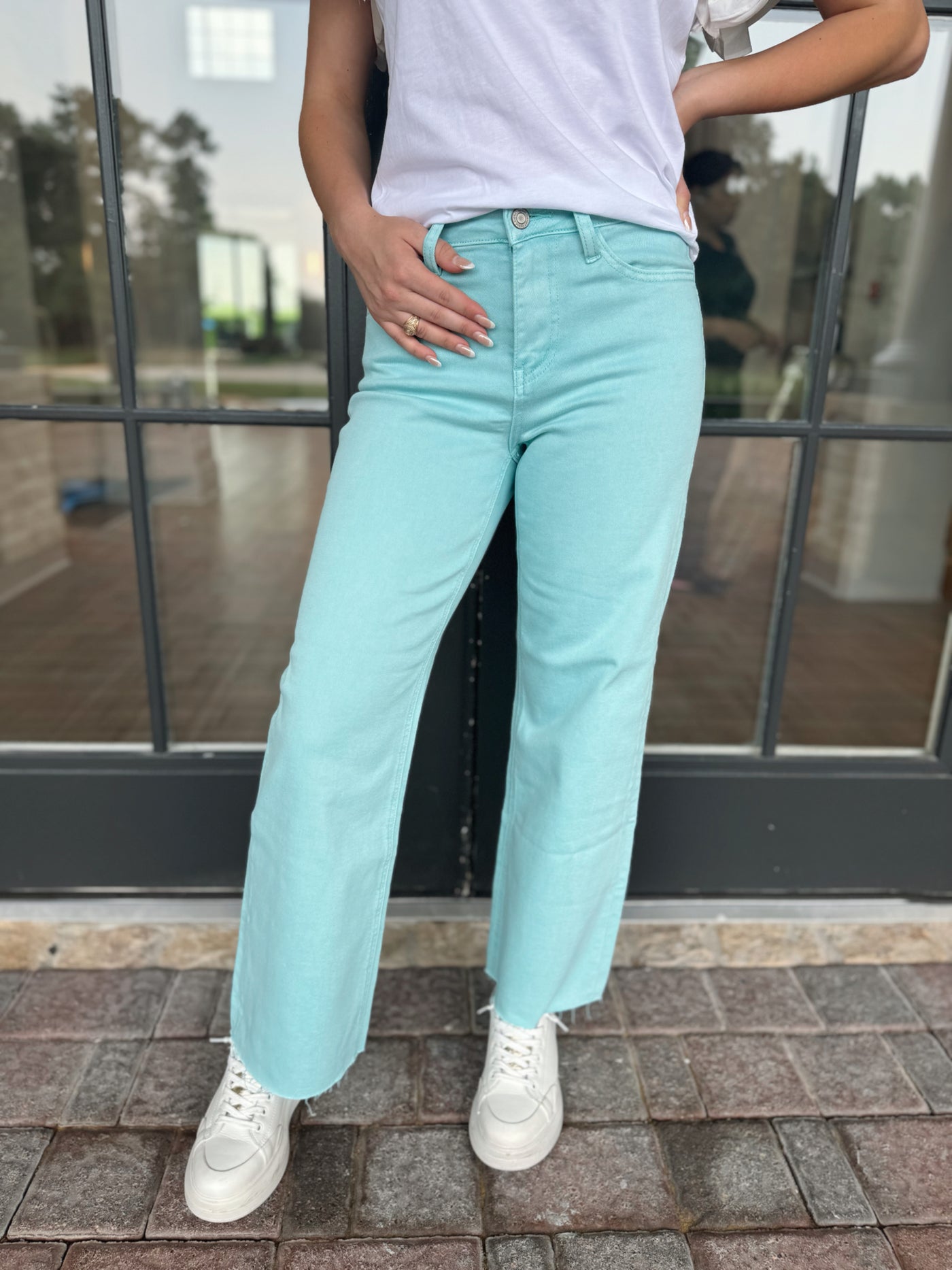 Blue Denim Crop Jeans