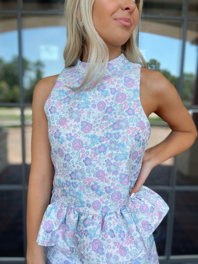 Blue and Purple Floral Top