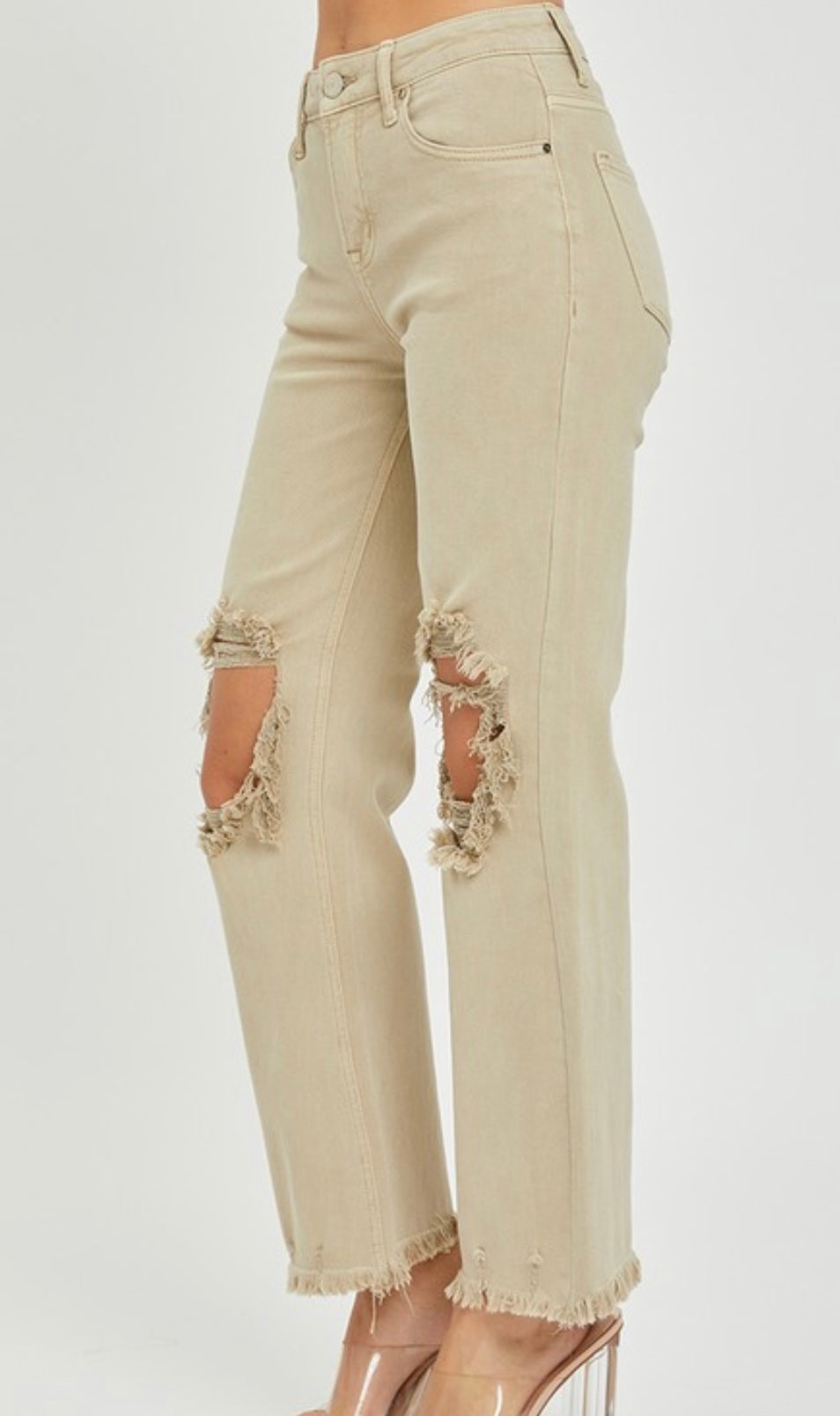 Beige Crop Jeans