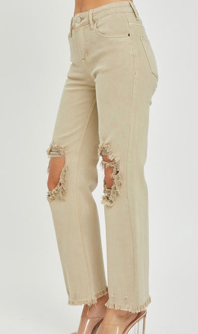 Beige Crop Jeans