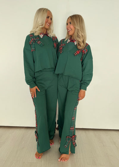 Green & Plaid Sweatpants and Top Set