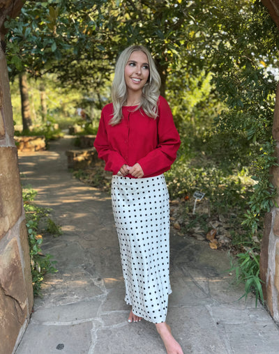 Red Button Down Cardigan