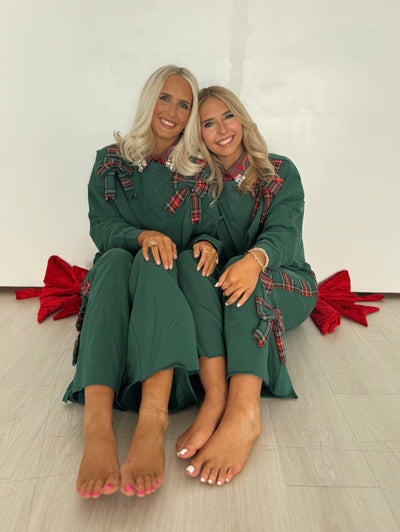 Green & Plaid Sweatpants and Top Set