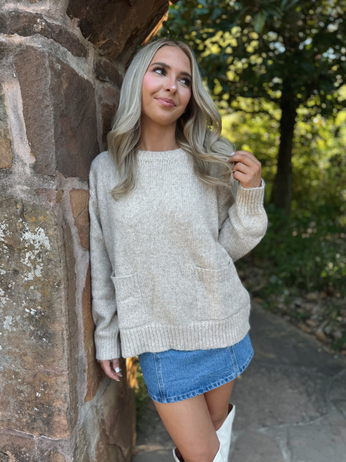 Front Pocket Sweater - Taupe