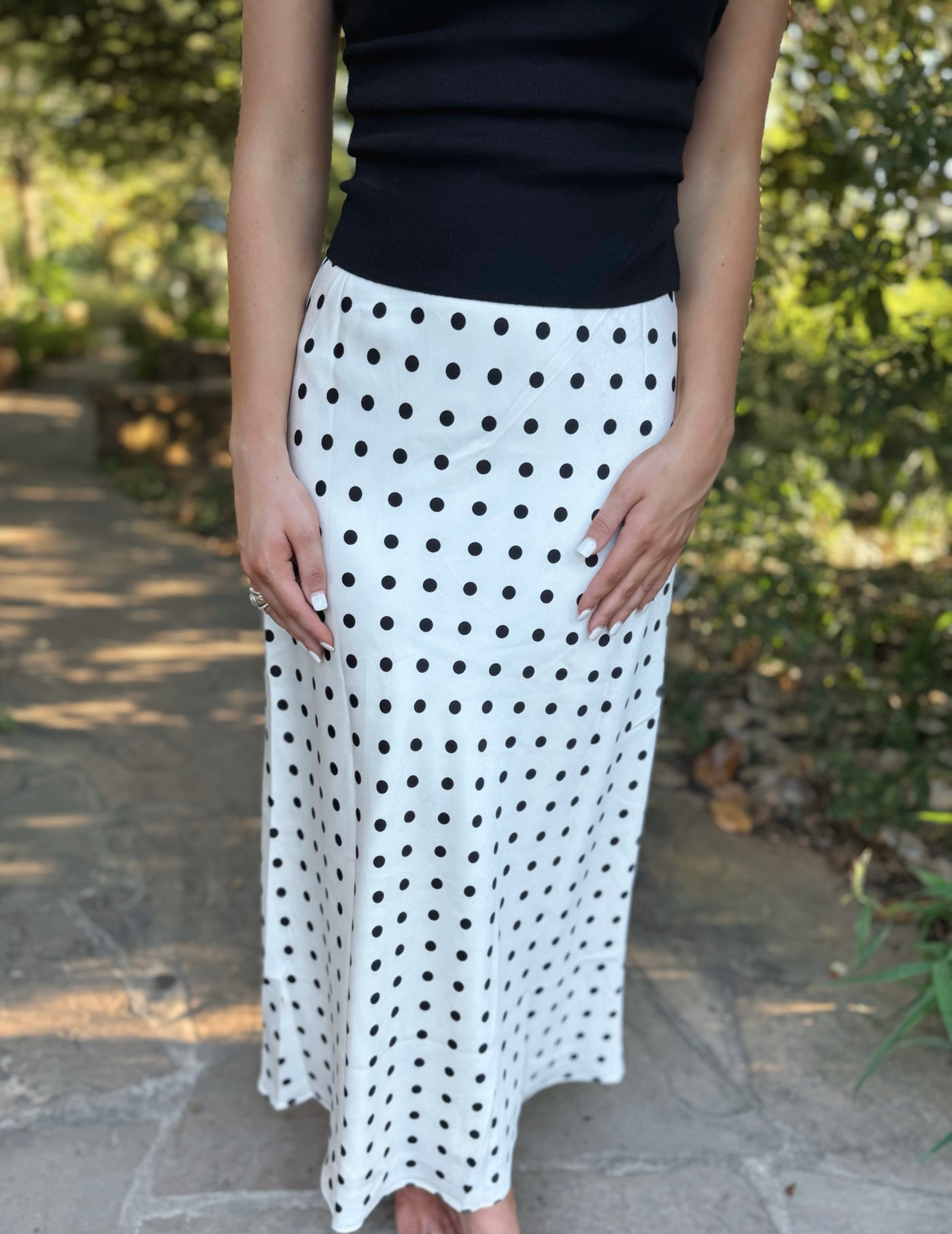 Black & White Polka Dot Maxi Skirt
