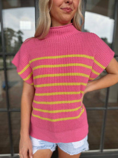 Pink & Yellow Striped Sweater