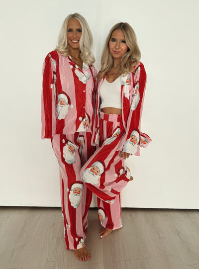 Pink & Red Striped Santa Pajamas