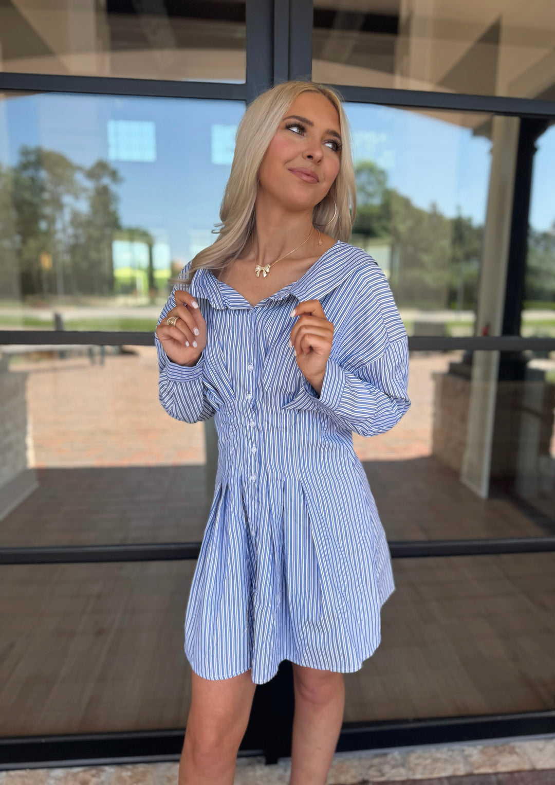 blue stripe shirt dress Blue and White Shirt Dress Styled 5 Ways for Women Over 50