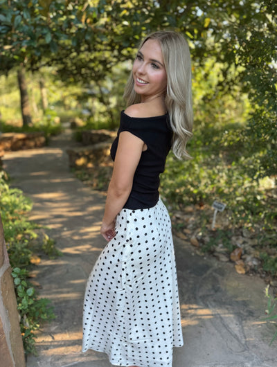 Black & White Polka Dot Maxi Skirt