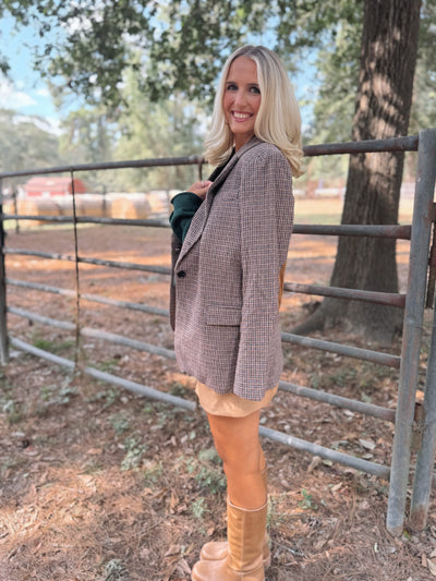 Plaid Elbow Patched Blazer