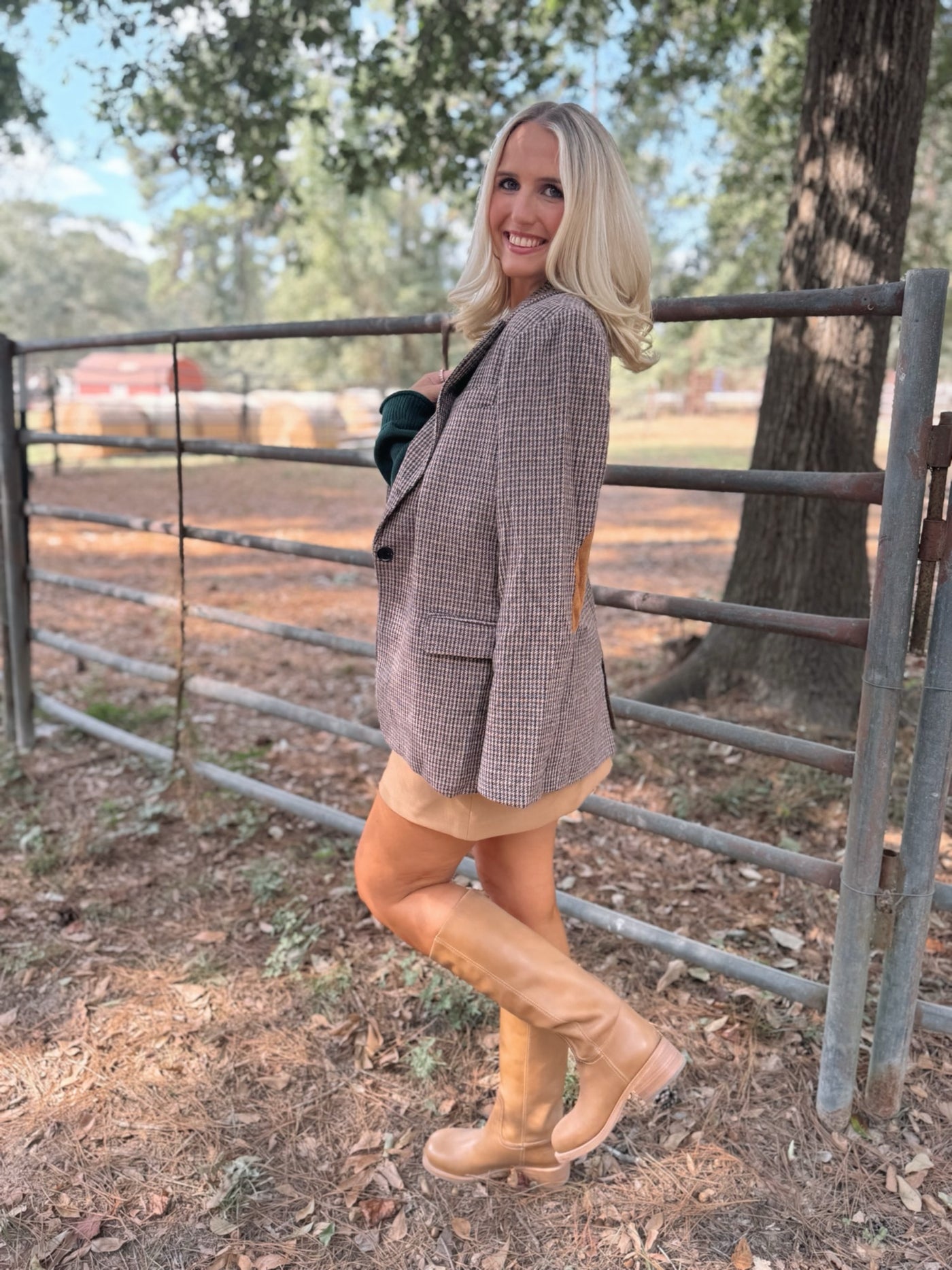 Plaid Elbow Patched Blazer