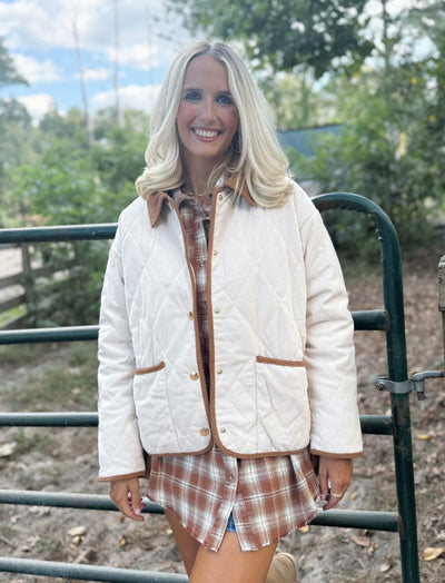 Light Tan Quilted Puffer Jacket