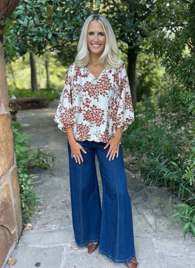 Floral brown top