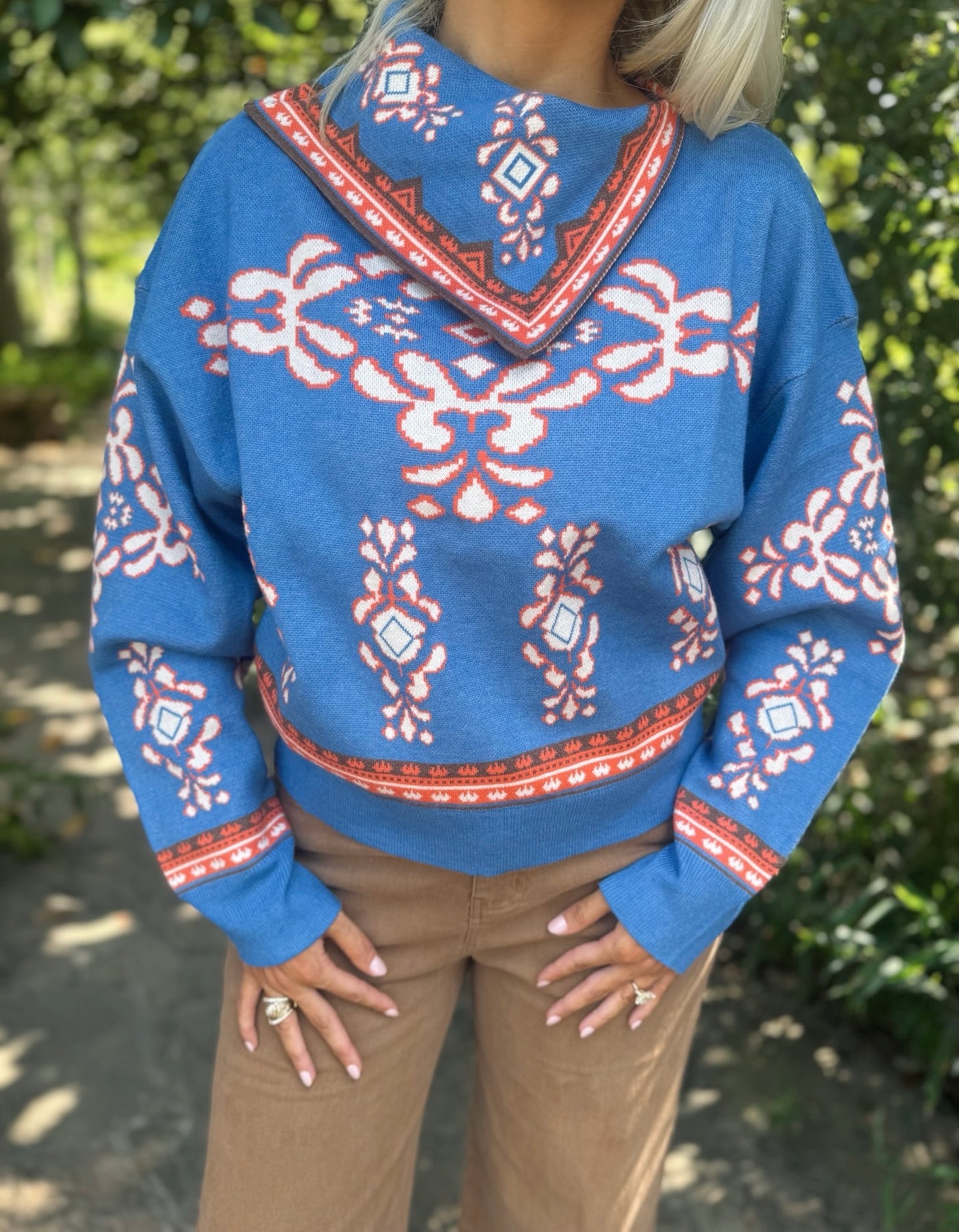 Blue High Neck Sweater