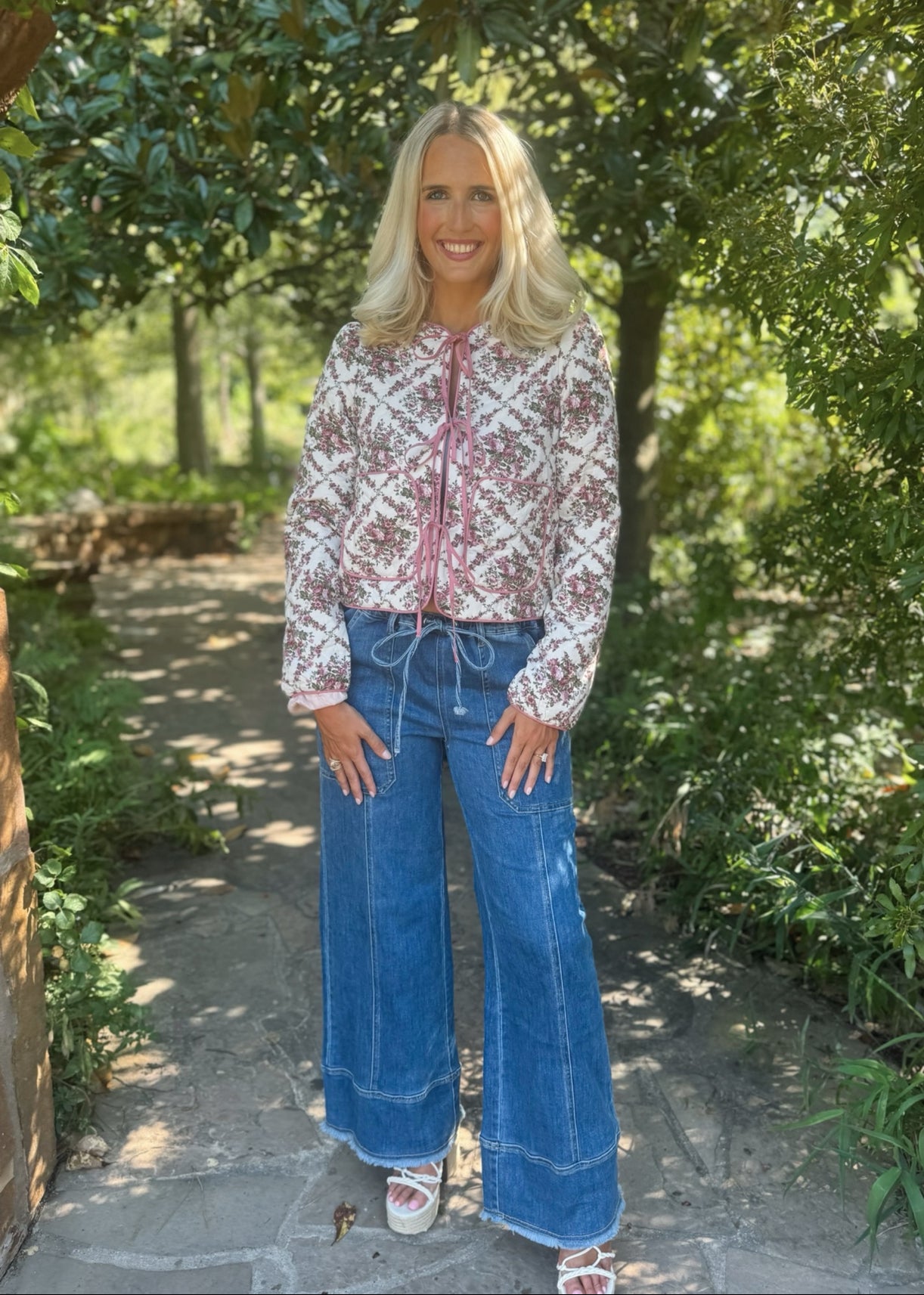 Floral Quilted Tie Jacket