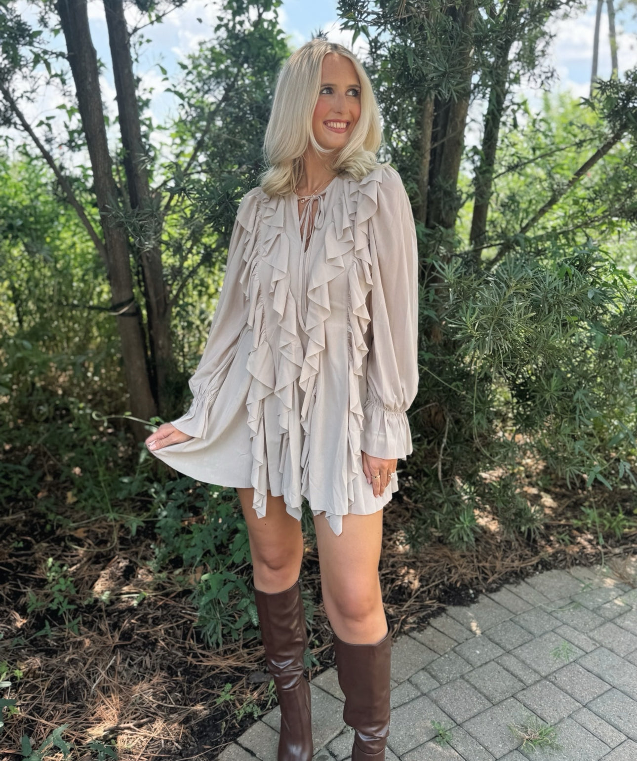 Stone Ruffles Romper Dress