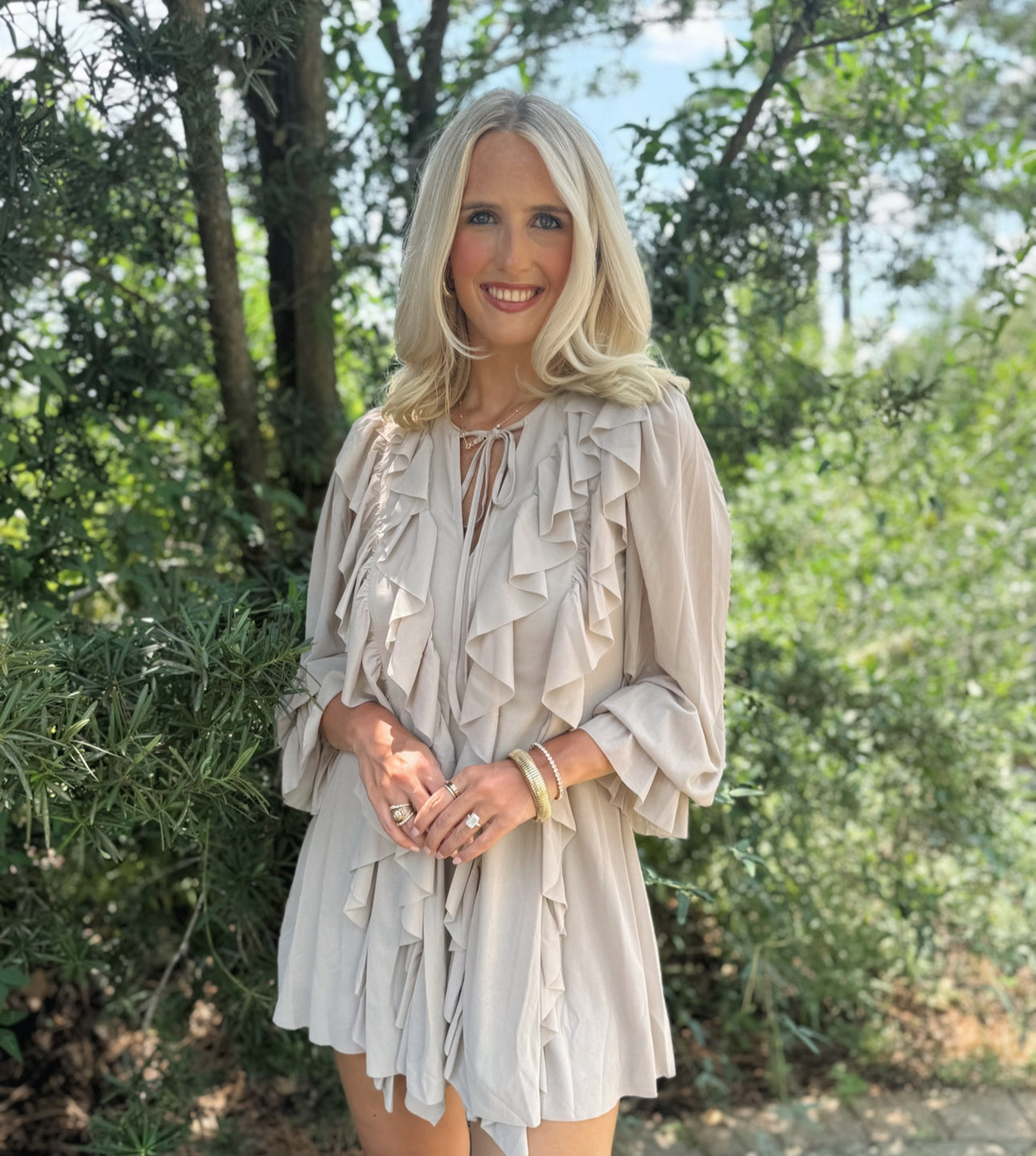 Stone Ruffles Romper Dress