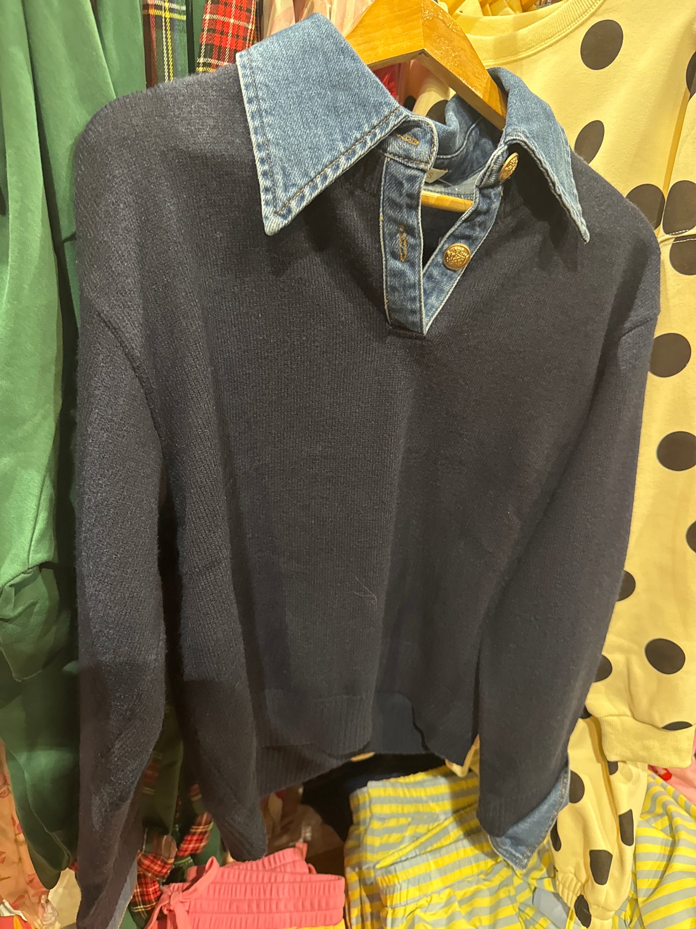 Navy Denim Combo Top