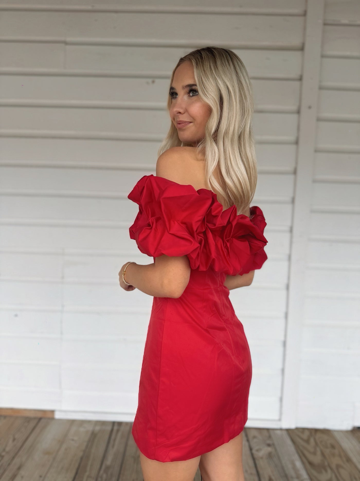 Red Ruffle Tube Dress