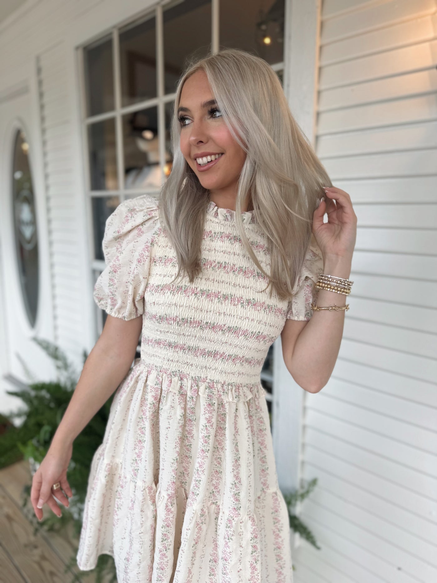 Cream Floral Dress