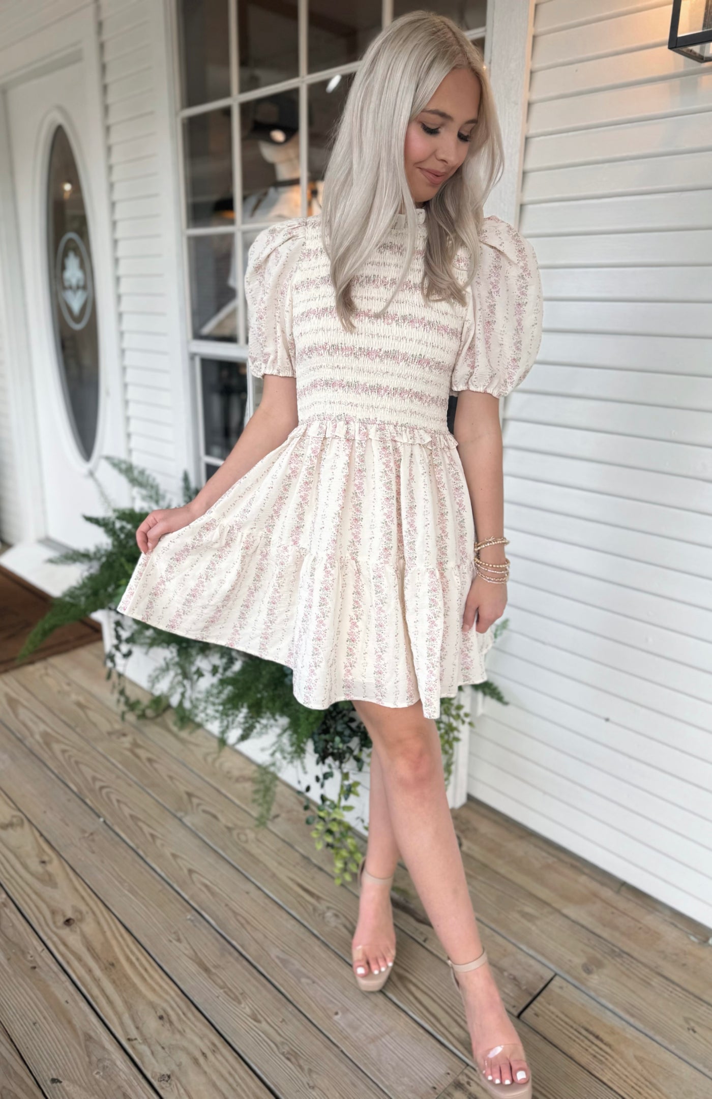 Cream Floral Dress